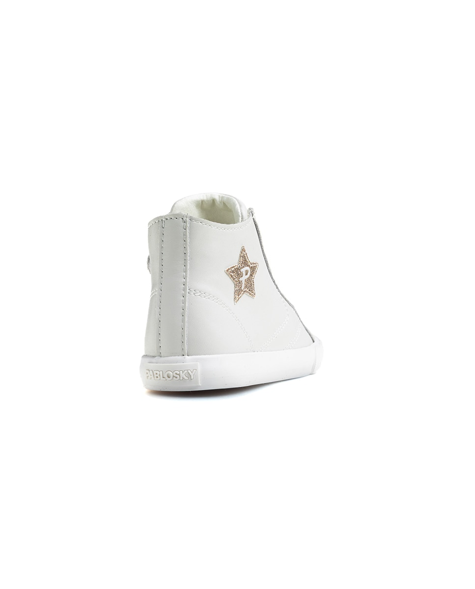 Imagen 6 de Zapatillas deportivas de niña pablosky barefoot de piel con cremallera - Blanco Blanco