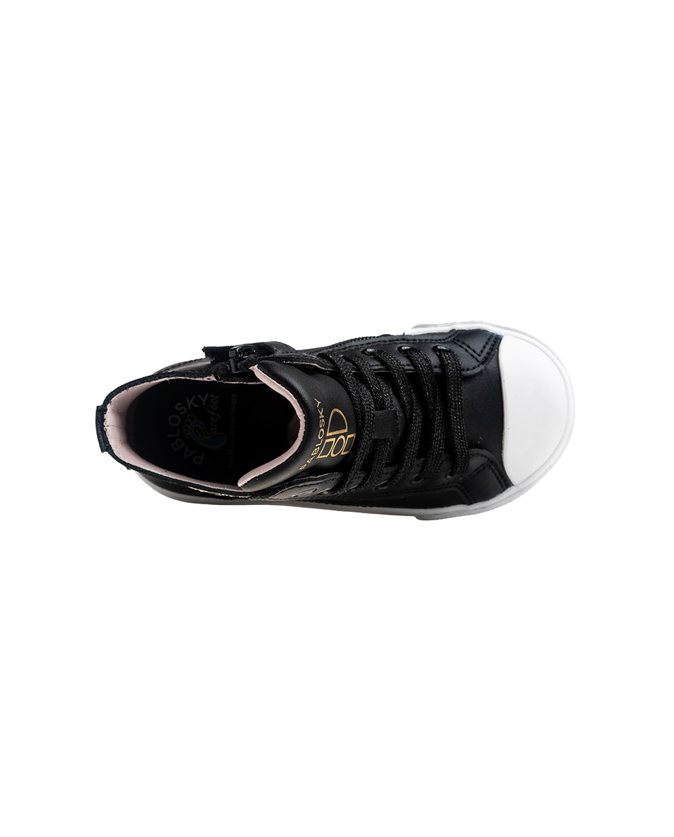 Imagen 5 de Zapatillas deportivas de niña pablosky barefoot de piel con cremallera - Negro Negro