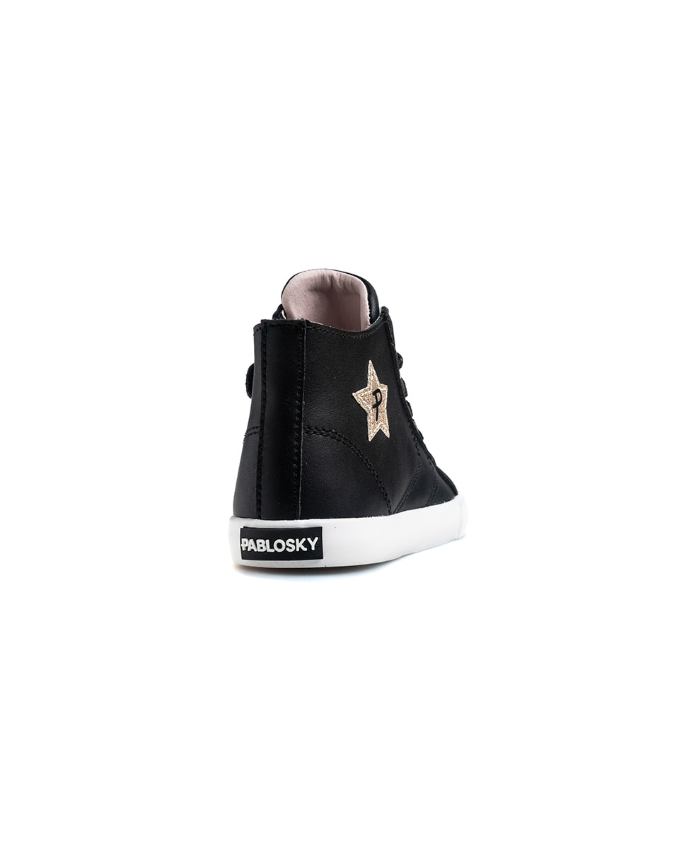 Imagen 6 de Zapatillas deportivas de niña pablosky barefoot de piel con cremallera - Negro Negro