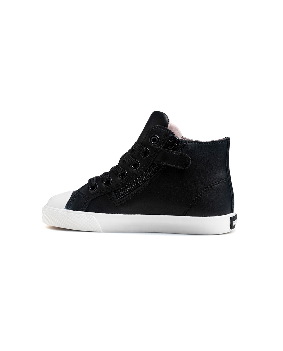 Imagen 7 de Zapatillas deportivas de niña pablosky barefoot de piel con cremallera - Negro Negro