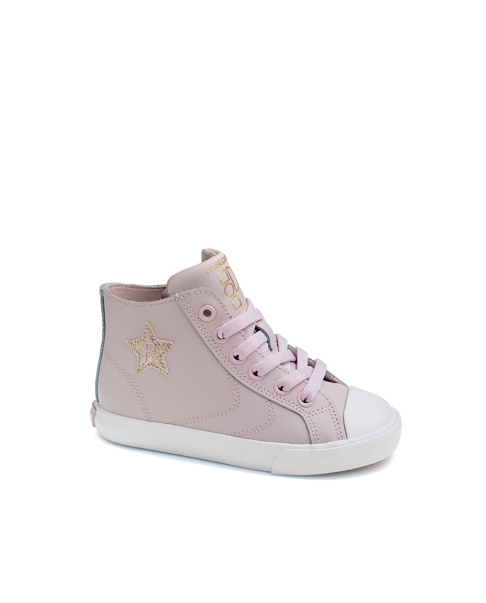 Imagen 1 de Zapatillas deportivas de niña pablosky barefoot de piel con cremallera - Rosa Rosa
