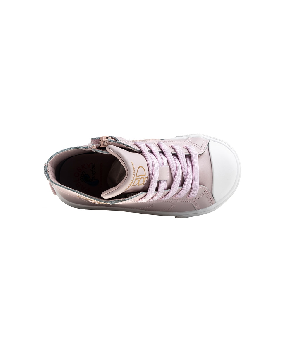 Imagen 5 de Zapatillas deportivas de niña pablosky barefoot de piel con cremallera - Rosa Rosa