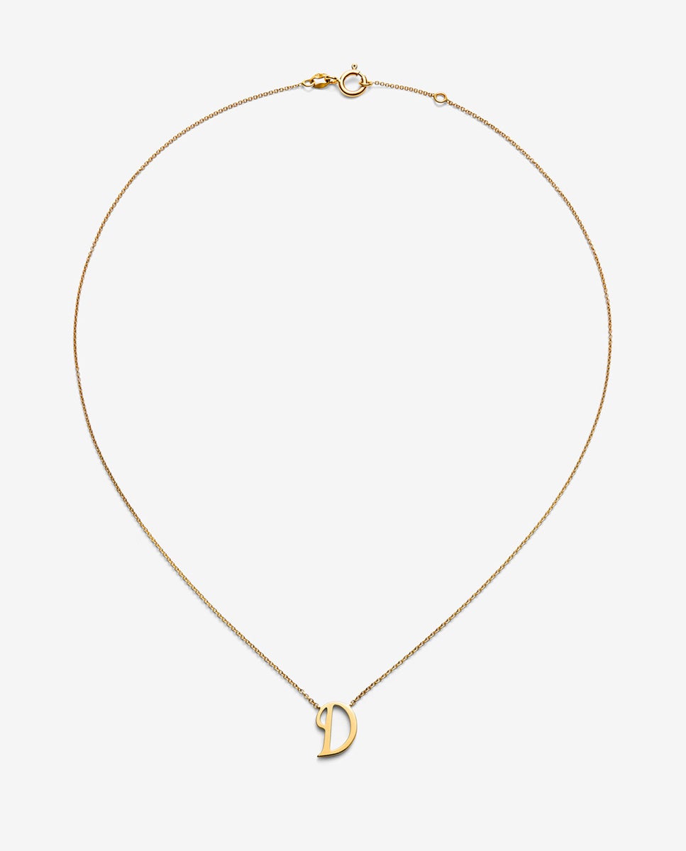 Cadena con colgante de oro amarillo de 18k con letra d - SUAREZ - Blanco Blanco-1