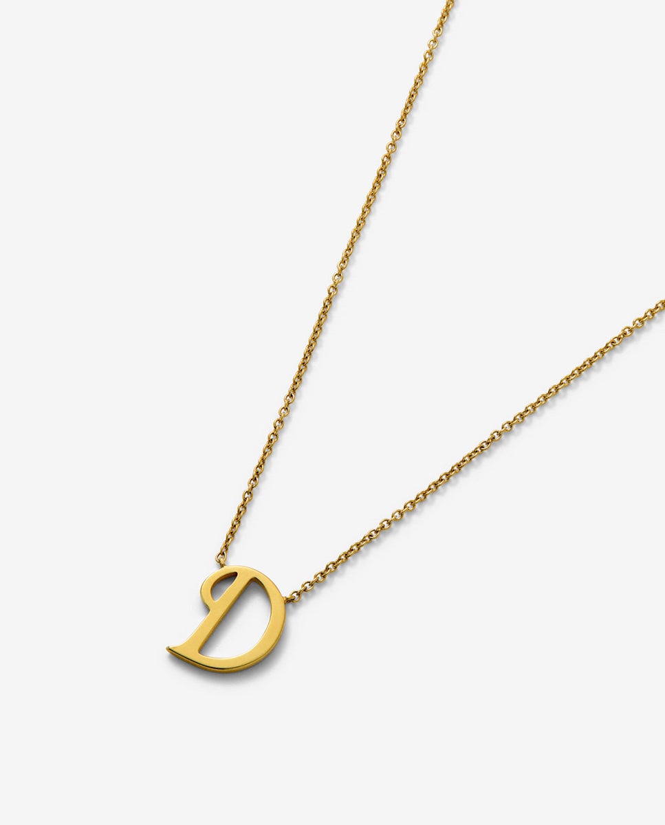 Cadena con colgante de oro amarillo de 18k con letra d - SUAREZ - Blanco Blanco-3