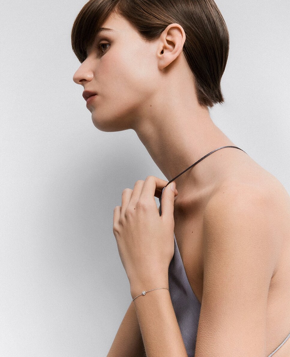 Pulsera de oro blanco de 18K con diamantes en talla brillante Blanco-2