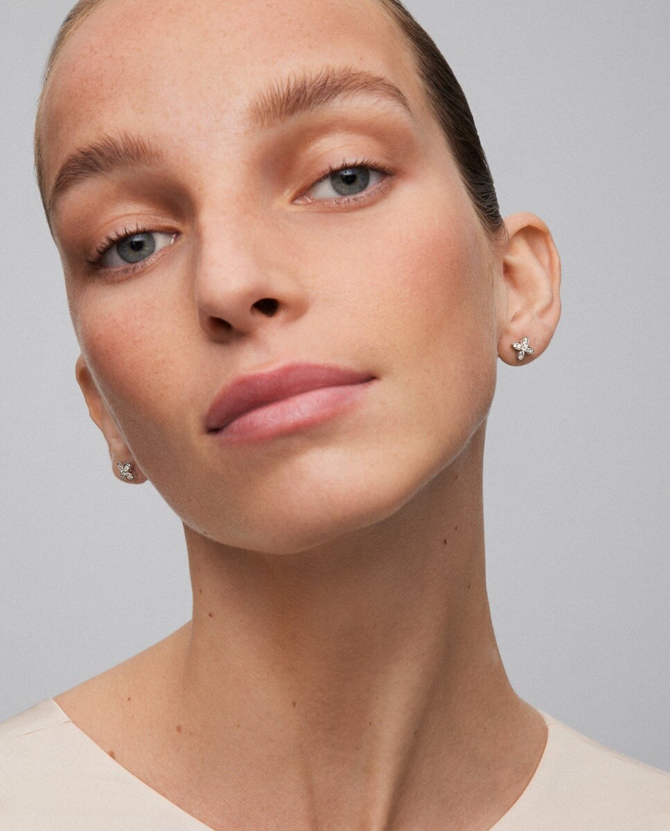 Pendientes de oro rosa de 18K con zafiros rosas y verdes en talla brillante de 1 cts Blanco / Plata / Rosa-4