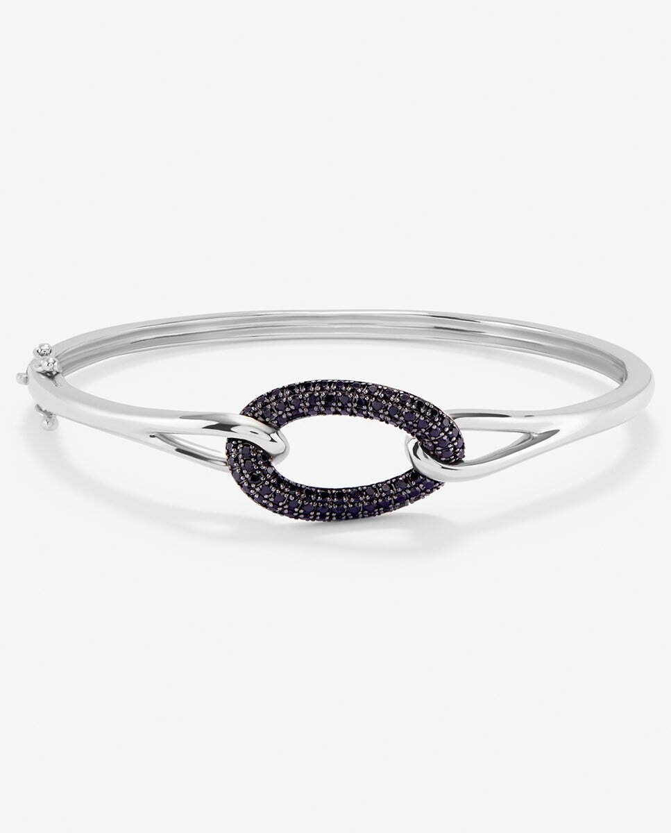 Imagen 1 de Pulsera rígida con nudo de plata 925 con espinelas Negro