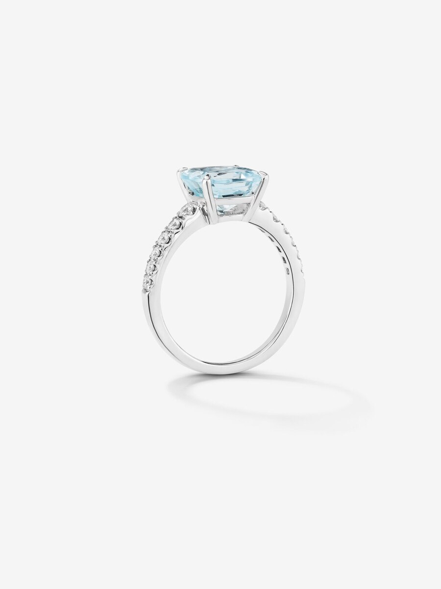 Anillo Veris de oro blanco con pave de diamantes y topacio azul Sky Azul-5