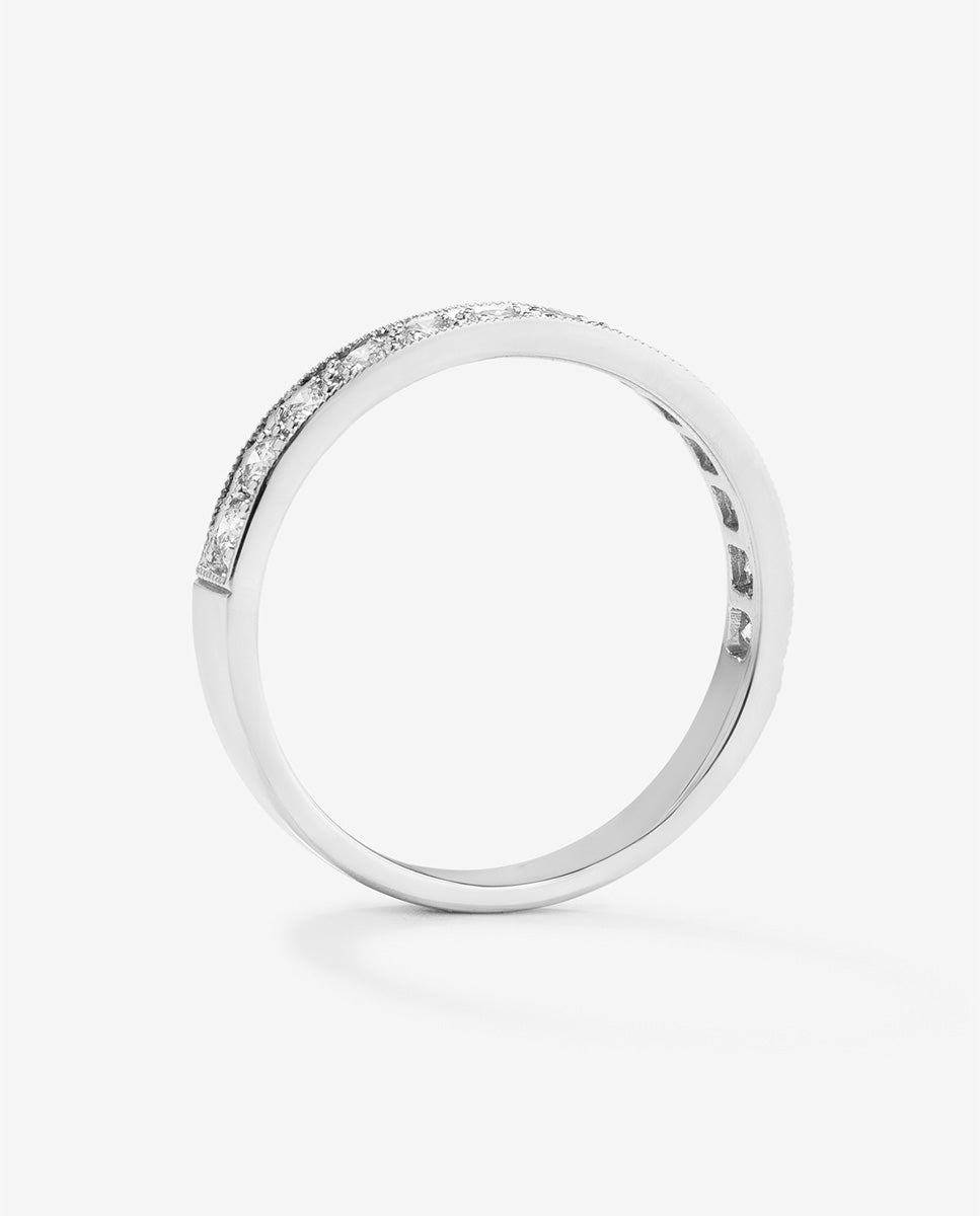 Media alianza de oro blanco de 18K con diamantes en talla brillante - SUAREZ - Blanco Blanco-5