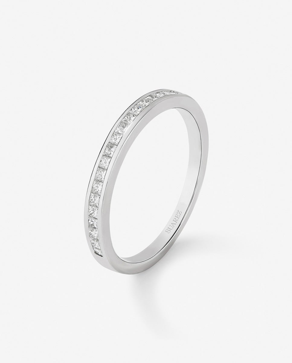 Imagen 0 de Anillo de oro blanco de 18k con 19 diamantes en talla princesa con un total de 0,29 cts Blanco