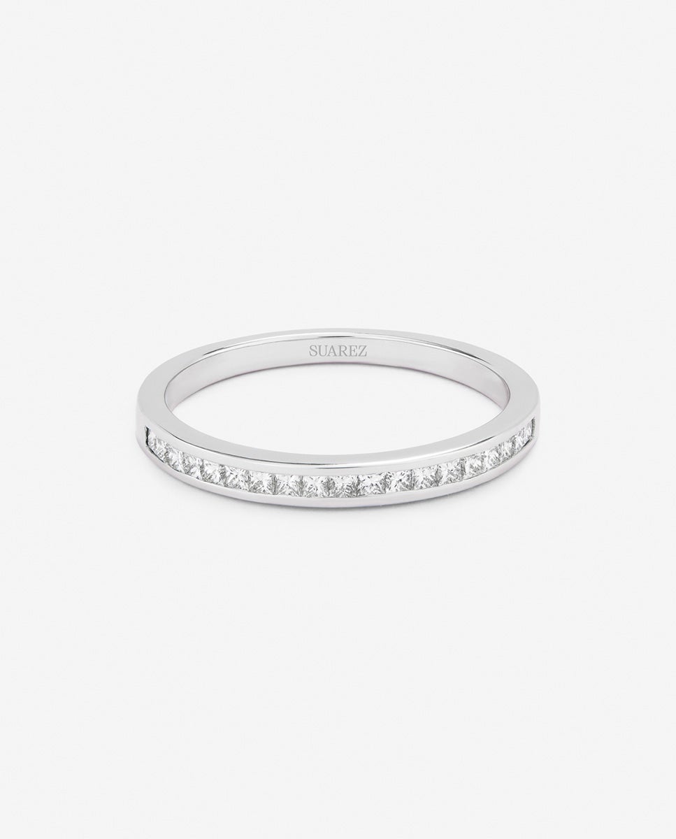 Anillo de oro de 18k con 19 diamantes en talla princesa con un total de 0,29 cts - SUAREZ - Blanco Blanco-3