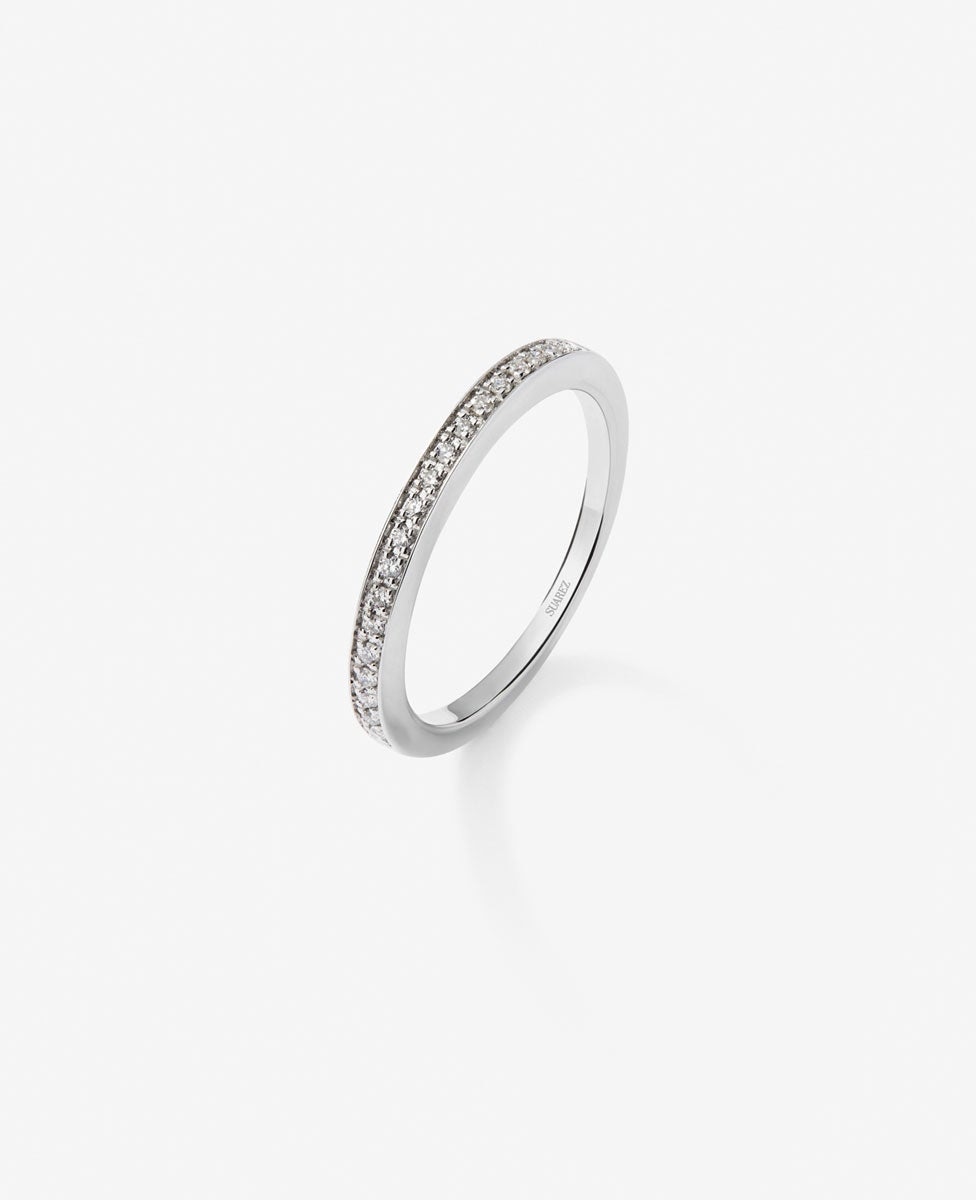 Imagen 1 de Anillo de oro blanco de 18k con 19 diamantes en talla brillante con un total de 0,1 cts - SUAREZ - Blanco Blanco