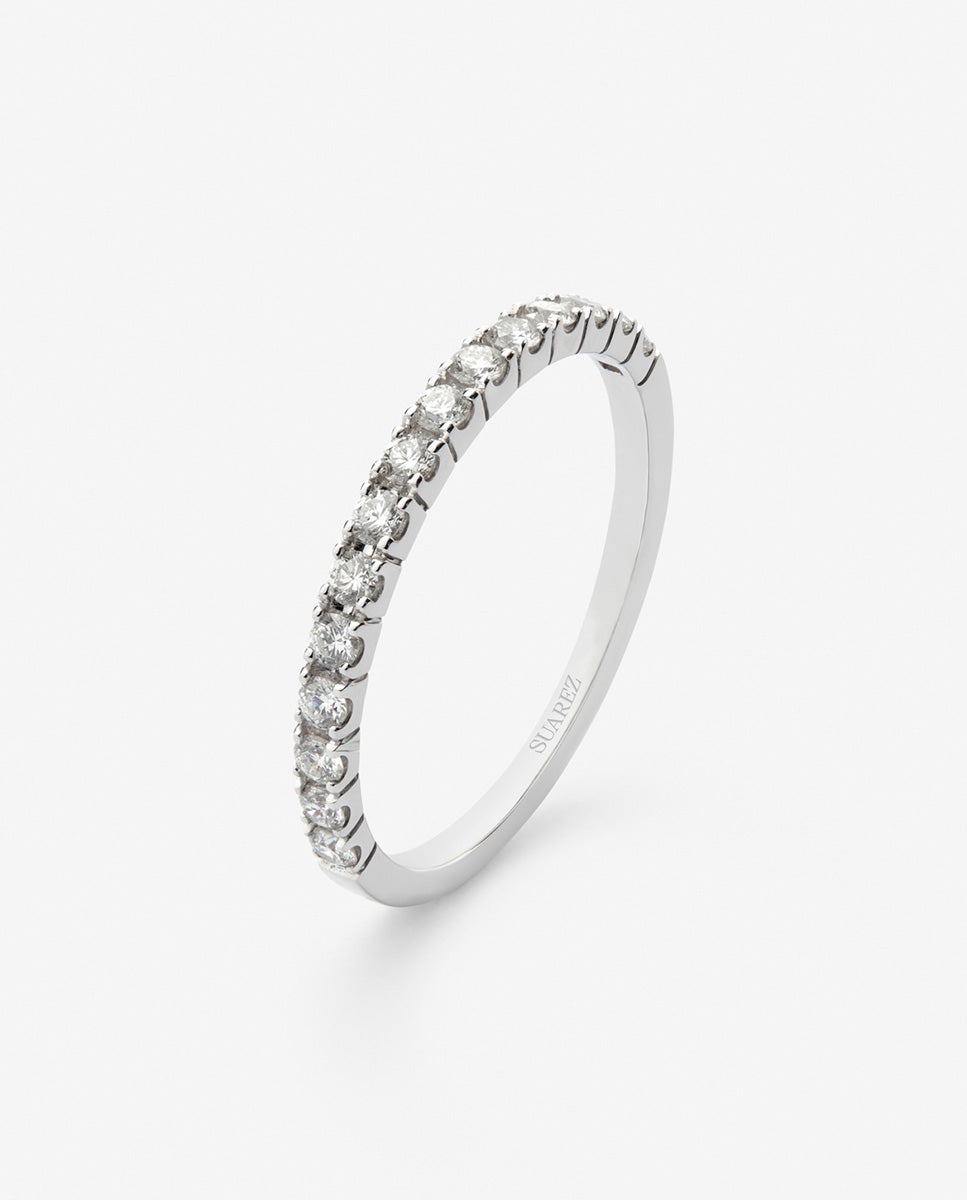 Imagen 0 de Anillo de oro blanco de 18k con 13 diamantes en talla brillante con un total de 0,29 cts Blanco