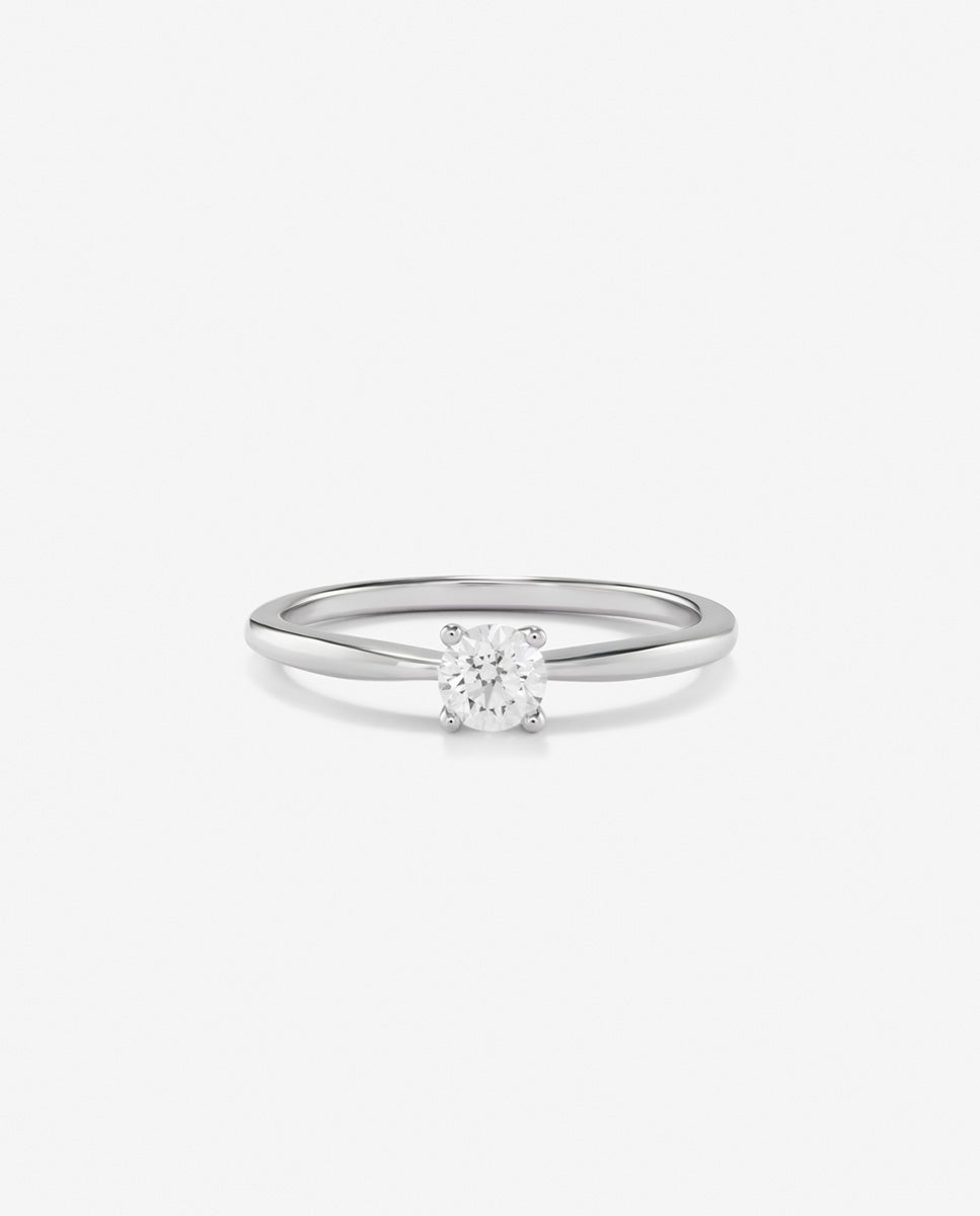 Anillo solitario de oro de 18k con diamante en talla brillante de 0,1 cts - SUAREZ - Blanco Blanco-3
