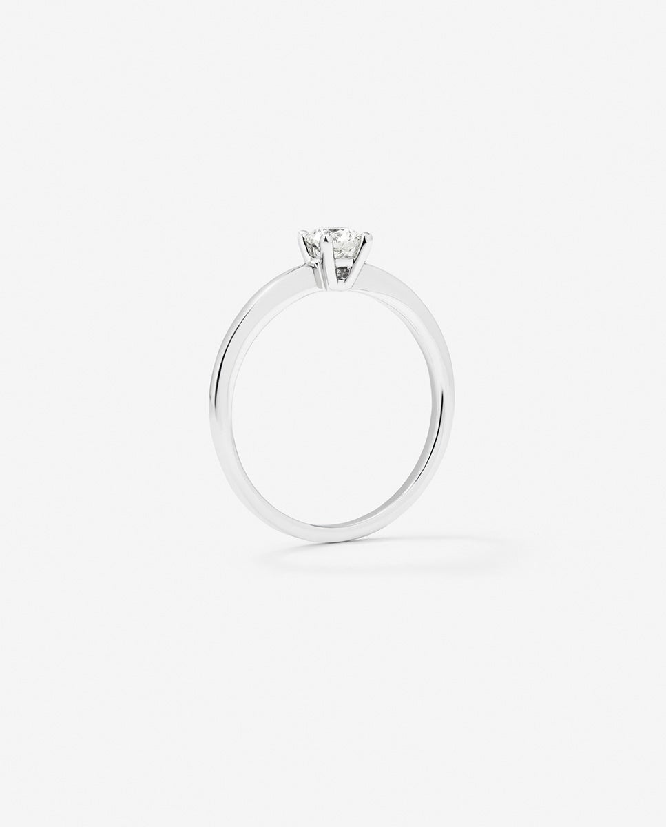 Anillo solitario de oro de 18k con diamante en talla brillante de 0,1 cts - SUAREZ - Blanco Blanco-5