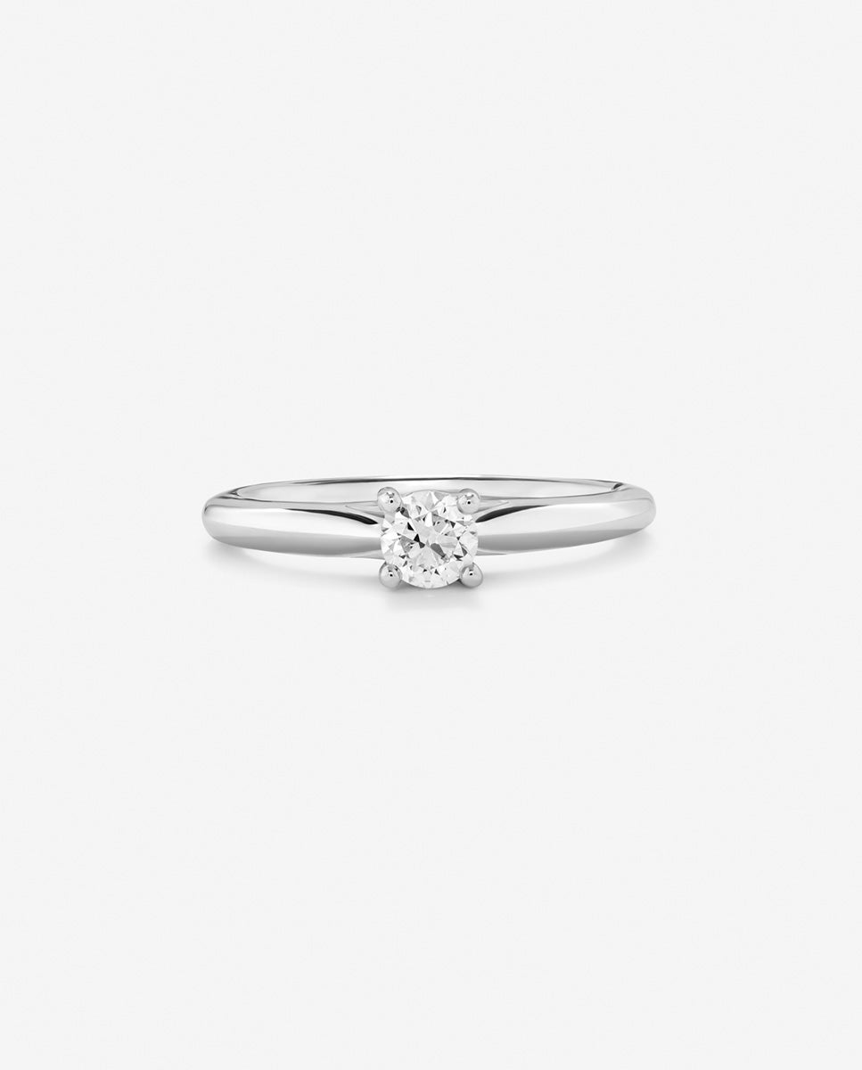 Anillo solitario de oro de 18k con diamante en talla brillante de 0,1 cts - SUAREZ - Blanco Blanco-3