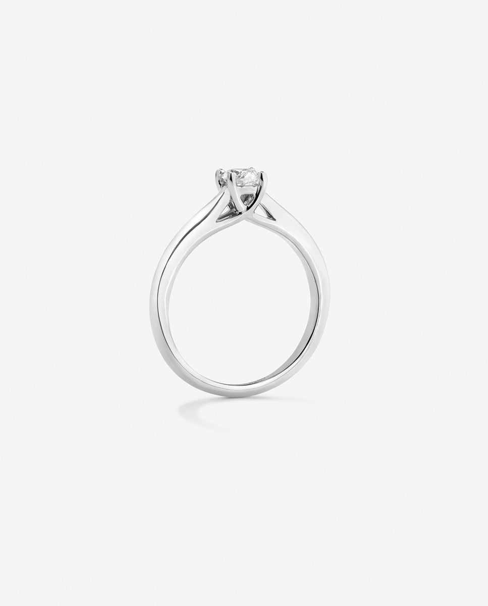 Anillo solitario de oro de 18k con diamante en talla brillante de 0,1 cts - SUAREZ - Blanco Blanco-5