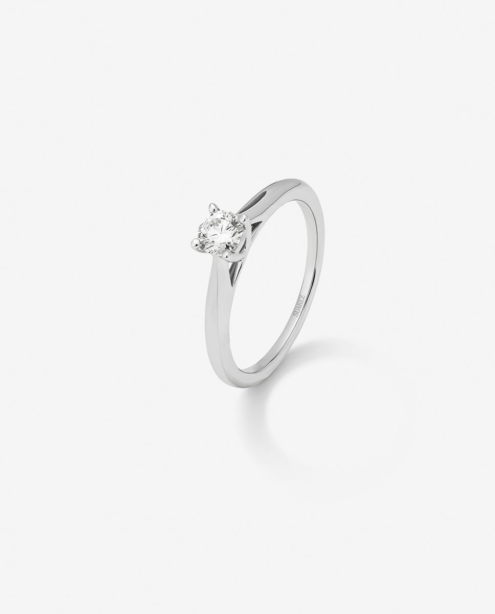Imagen 1 de Anillo solitario de oro blanco de 18k con diamante en talla brillante de 0,15 cts - Blanco Blanco