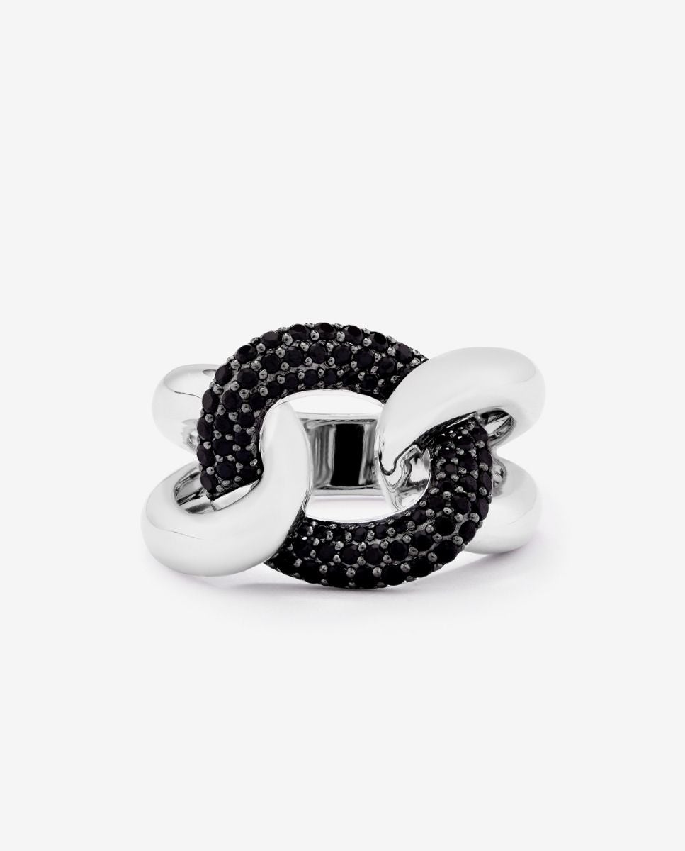 Imagen 3 de Anillo con nudo de plata 925 con espinelas - Negro Negro