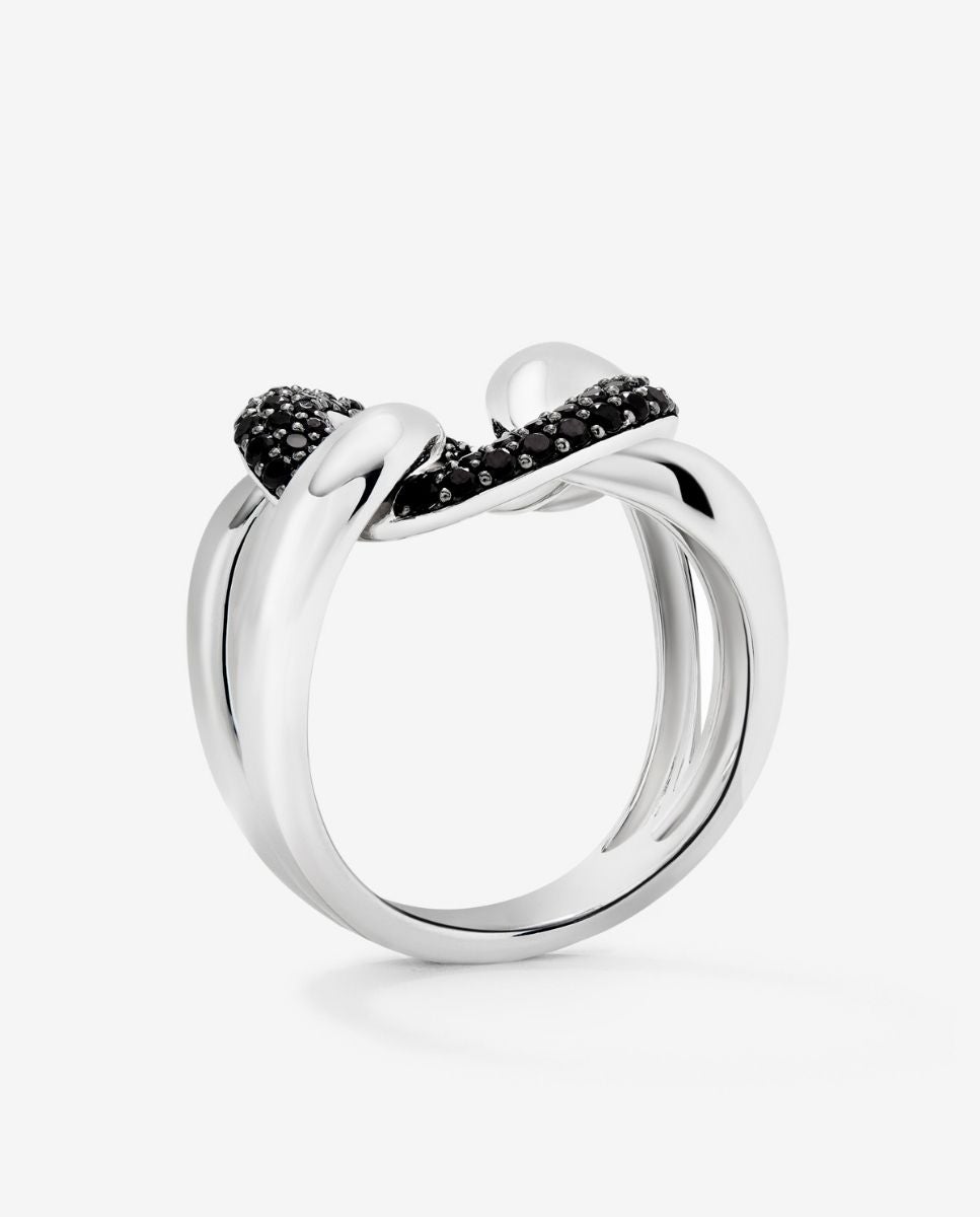 Imagen 5 de Anillo con nudo de plata 925 con espinelas - Negro Negro