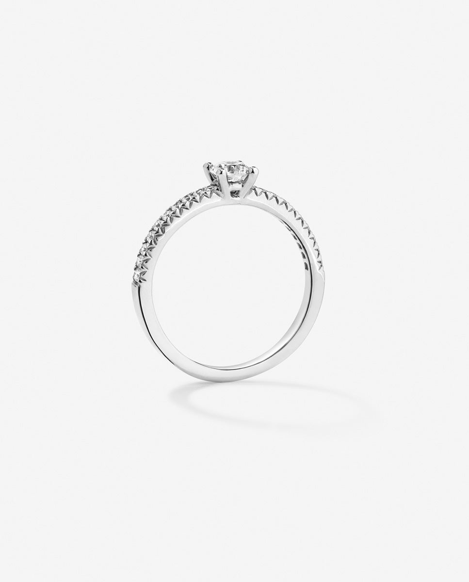 Imagen 5 de Anillo solitario de compromiso de oro blanco de 18k con diamantes - SUAREZ - Blanco Blanco
