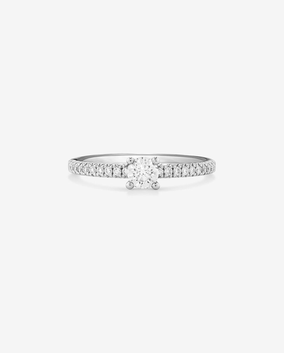 Anillo solitario de compromiso de oro de 18k con diamantes - SUAREZ - Blanco Blanco-3