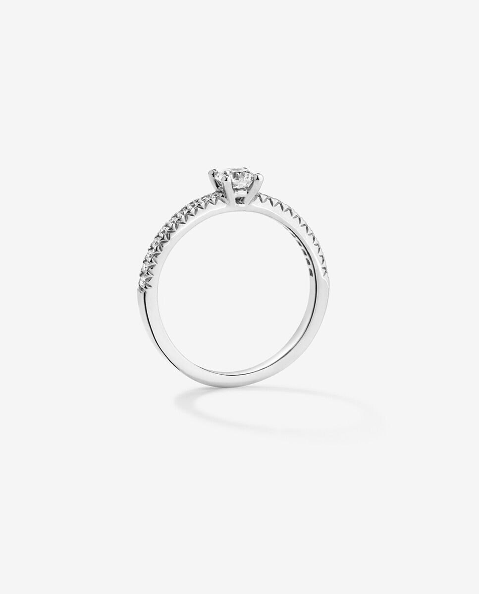 Anillo solitario de compromiso de oro de 18k con diamantes - SUAREZ - Blanco Blanco-5