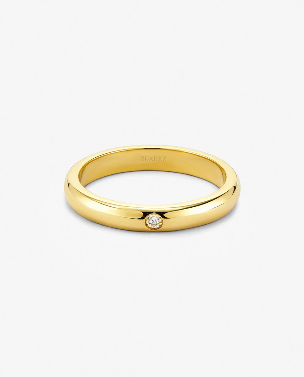 Anillo de oro amarillo de 18k con diamante en talla brillante de 0,03 cts - SUAREZ - Blanco Blanco-3
