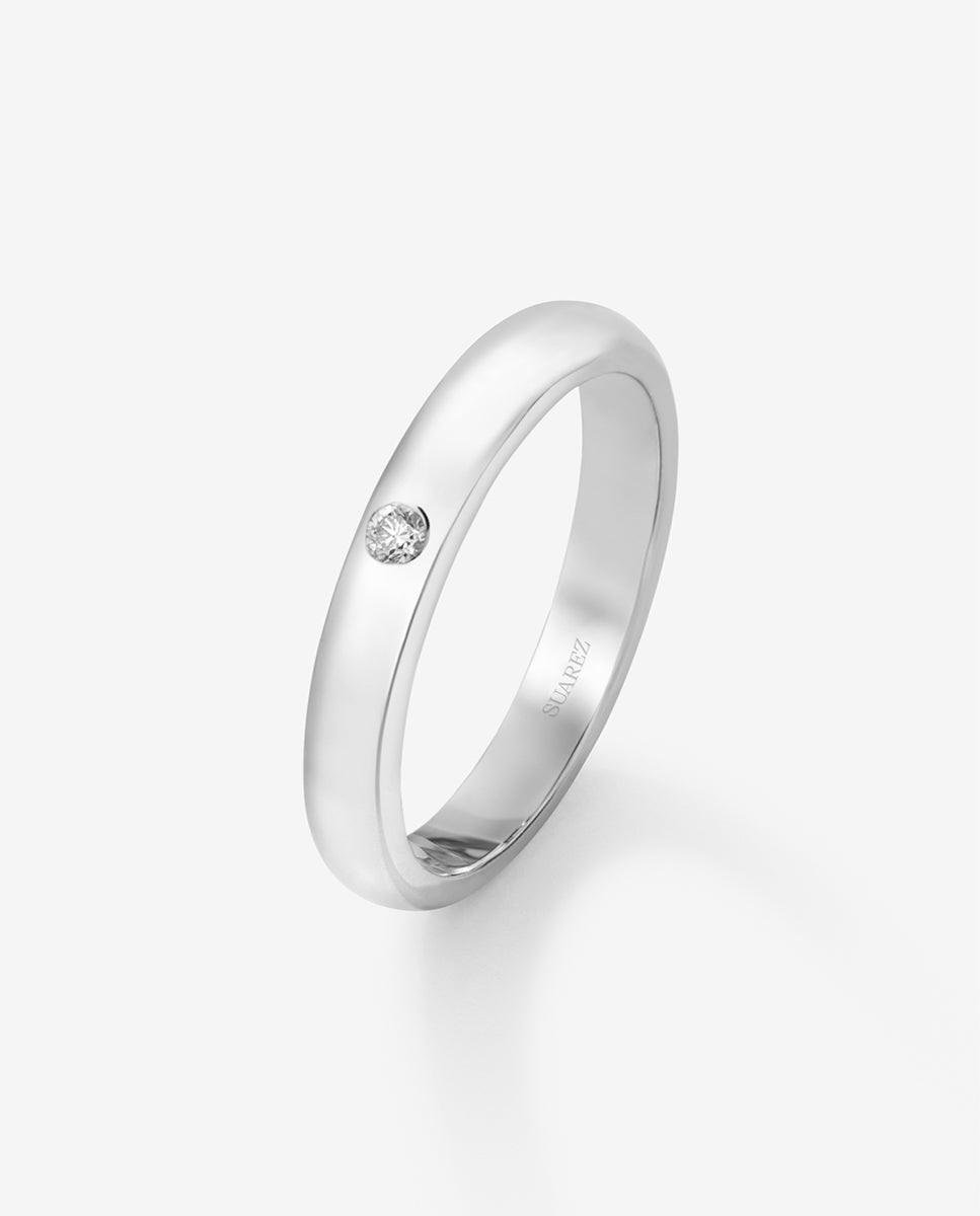 Imagen 1 de Anillo de oro blanco de 18k con diamante en talla brillante de 0,03 cts - SUAREZ - Blanco Blanco