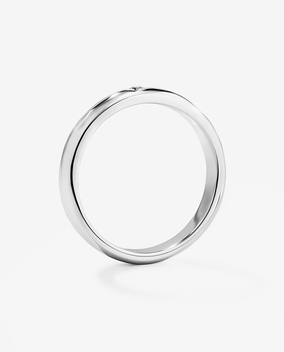 Imagen 3 de Anillo de oro blanco de 18k con diamante en talla brillante de 0,03 cts - SUAREZ - Blanco Blanco