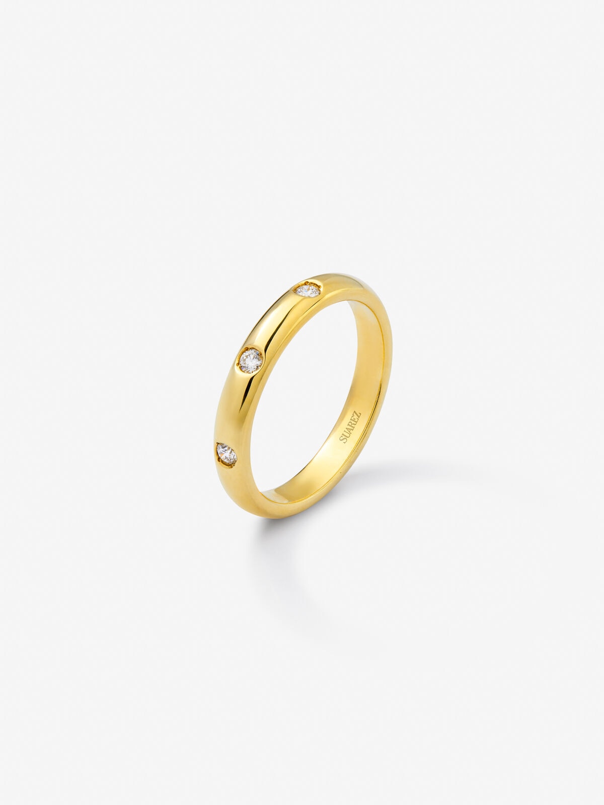 Imagen 0 de Anillo de oro amarillo de 18k con 3 diamantes en talla brillante con un total de 0,09 cts Blanco