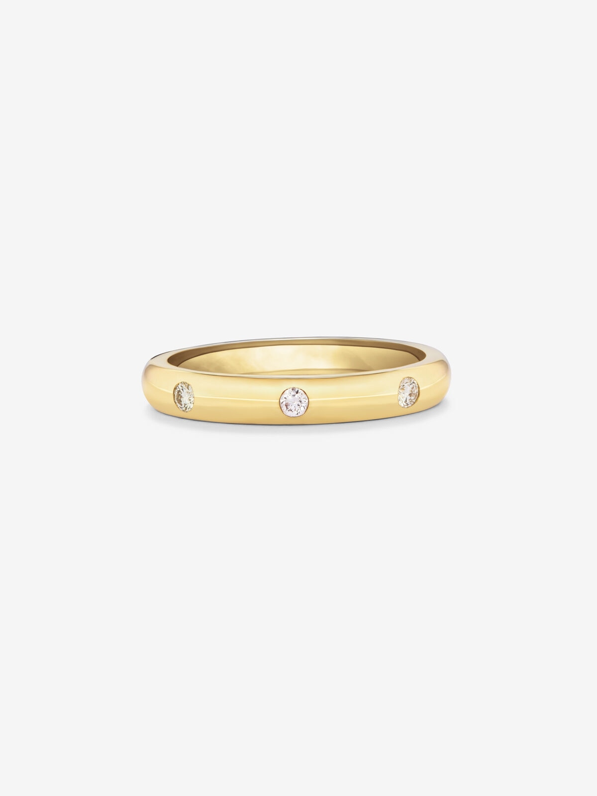 Imagen 3 de Anillo de oro amarillo de 18k con 3 diamantes en talla brillante con un total de 0,09 cts - Blanco Blanco