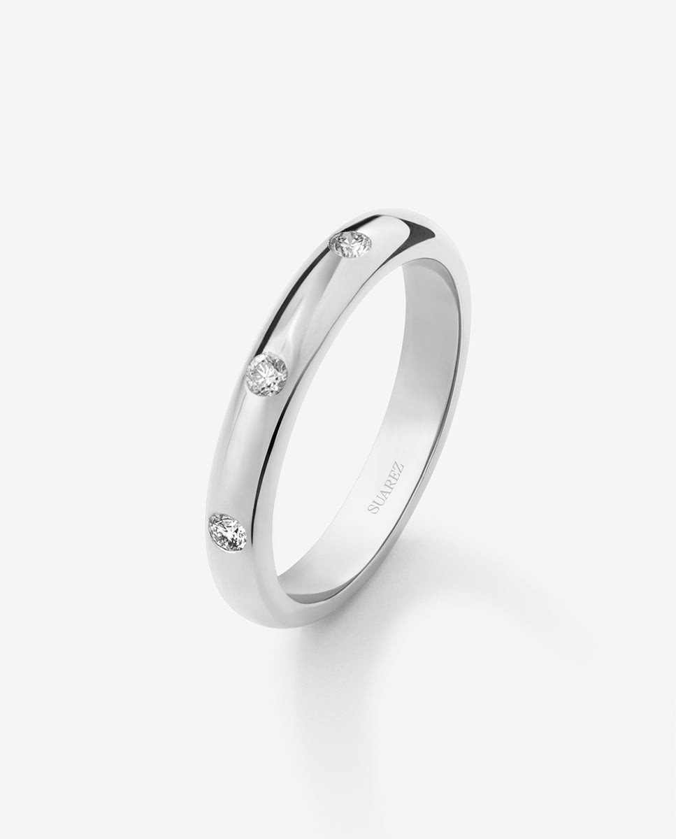 Imagen 1 de Anillo alianza de boda de oro blanco de 18k con diamantes - SUAREZ - Blanco Blanco