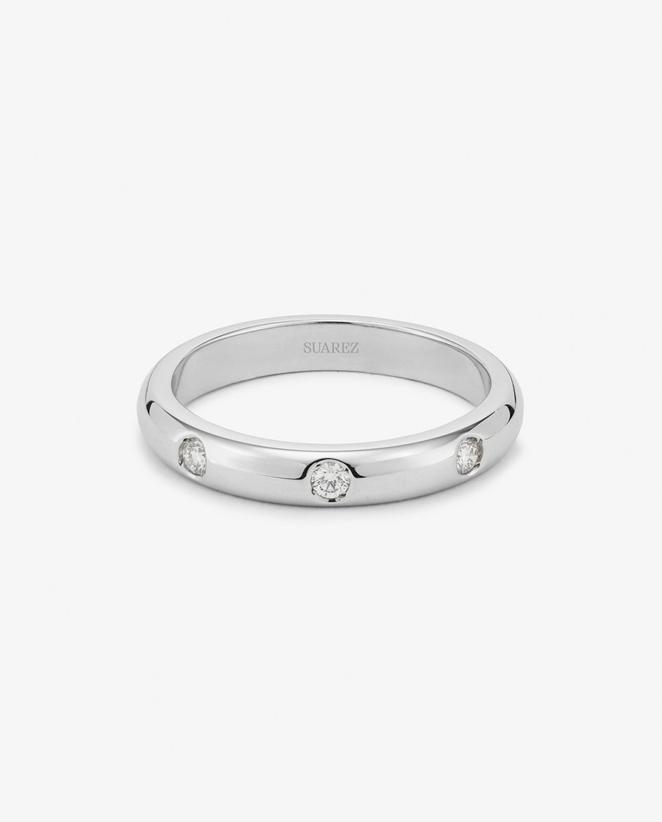 Imagen 3 de Anillo alianza de boda de oro blanco de 18k con diamantes - SUAREZ - Blanco Blanco