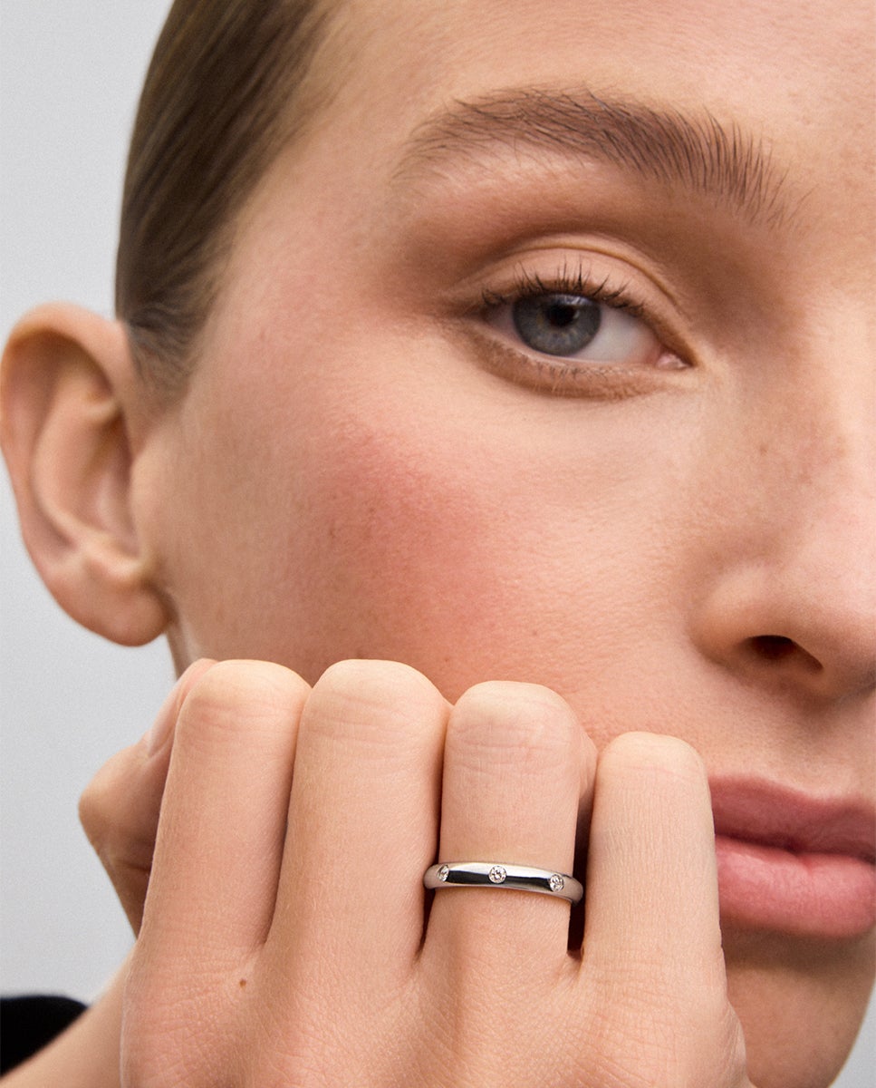Imagen 4 de Anillo alianza de boda de oro blanco de 18k con diamantes - SUAREZ - Blanco Blanco