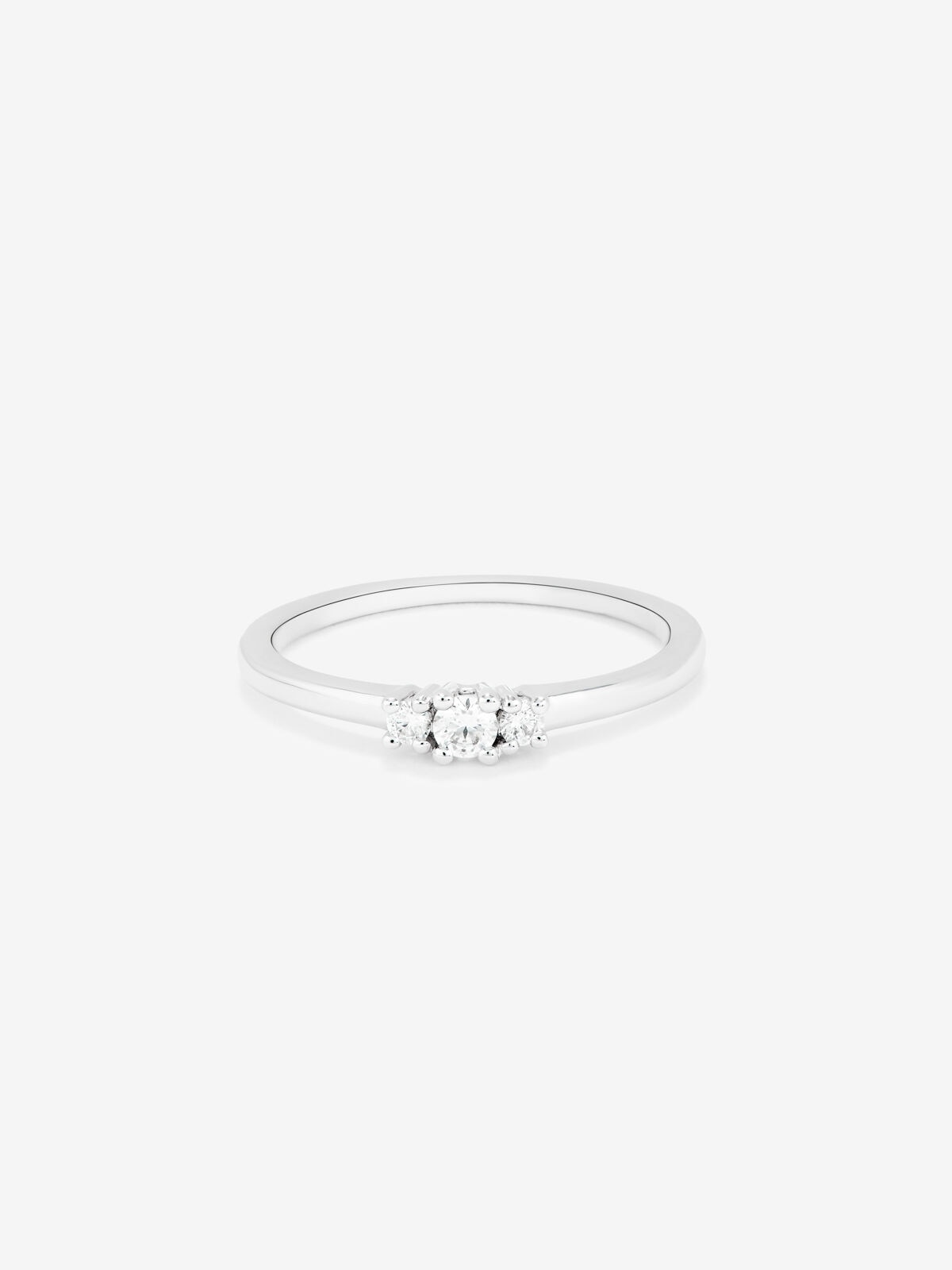 Imagen 3 de Anillo tresillo de oro blanco de 18k con diamantes - Blanco Blanco