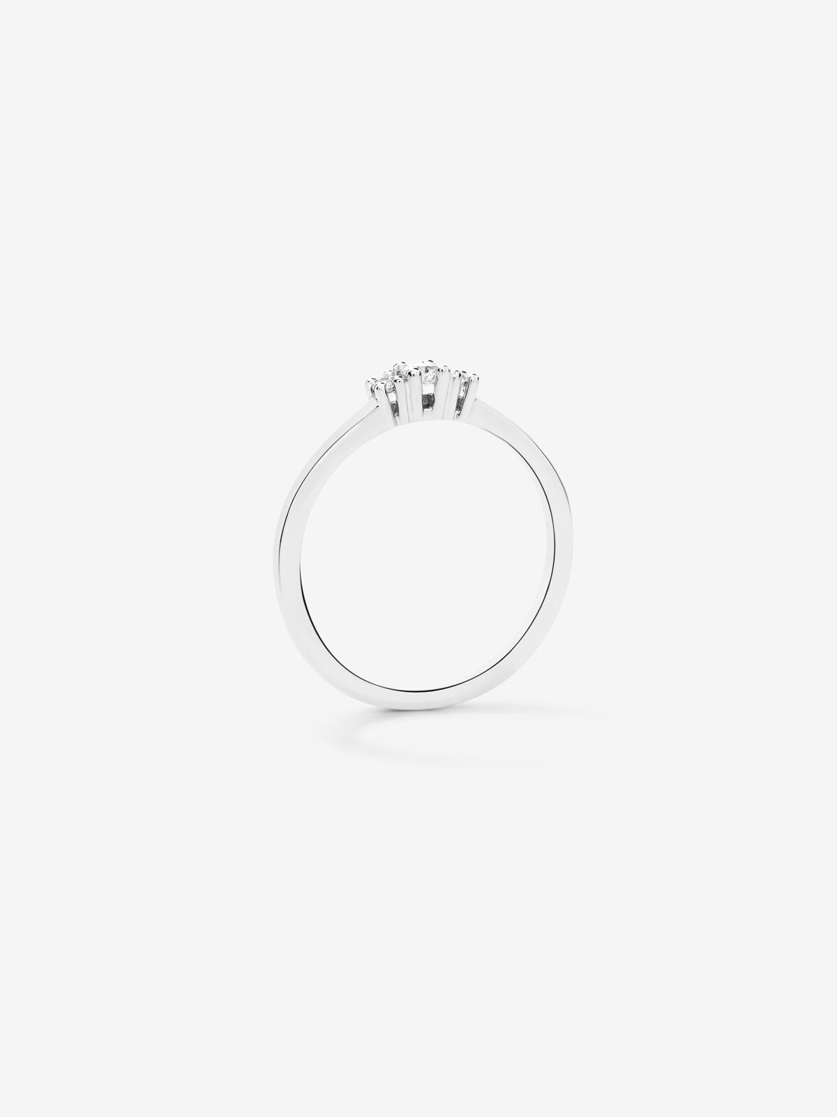 Imagen 5 de Anillo tresillo de oro blanco de 18k con diamantes - Blanco Blanco