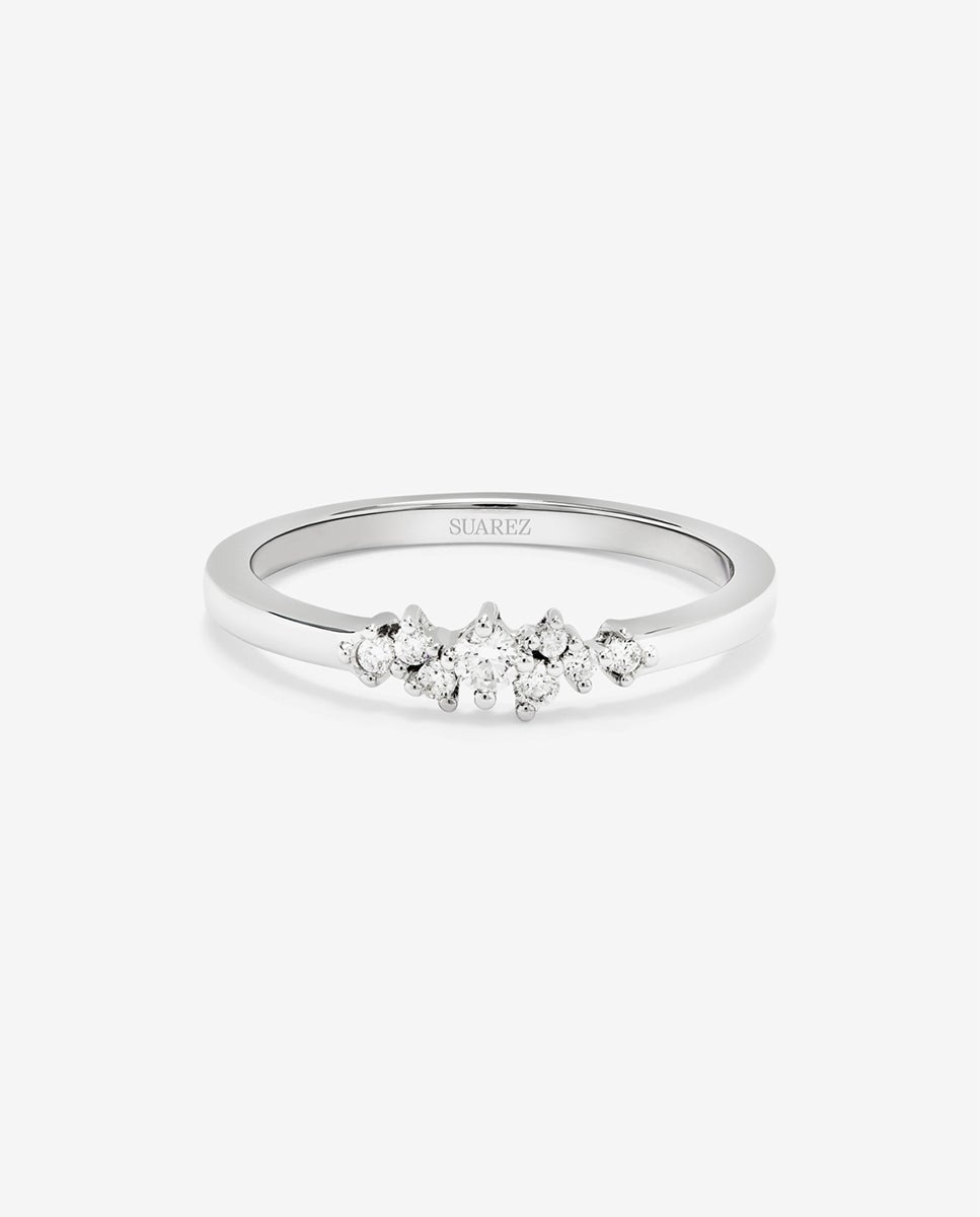 Imagen 3 de Anillo de oro blanco de 18k con 8 diamantes en talla brillante con un total de 0,1 cts - Blanco Blanco