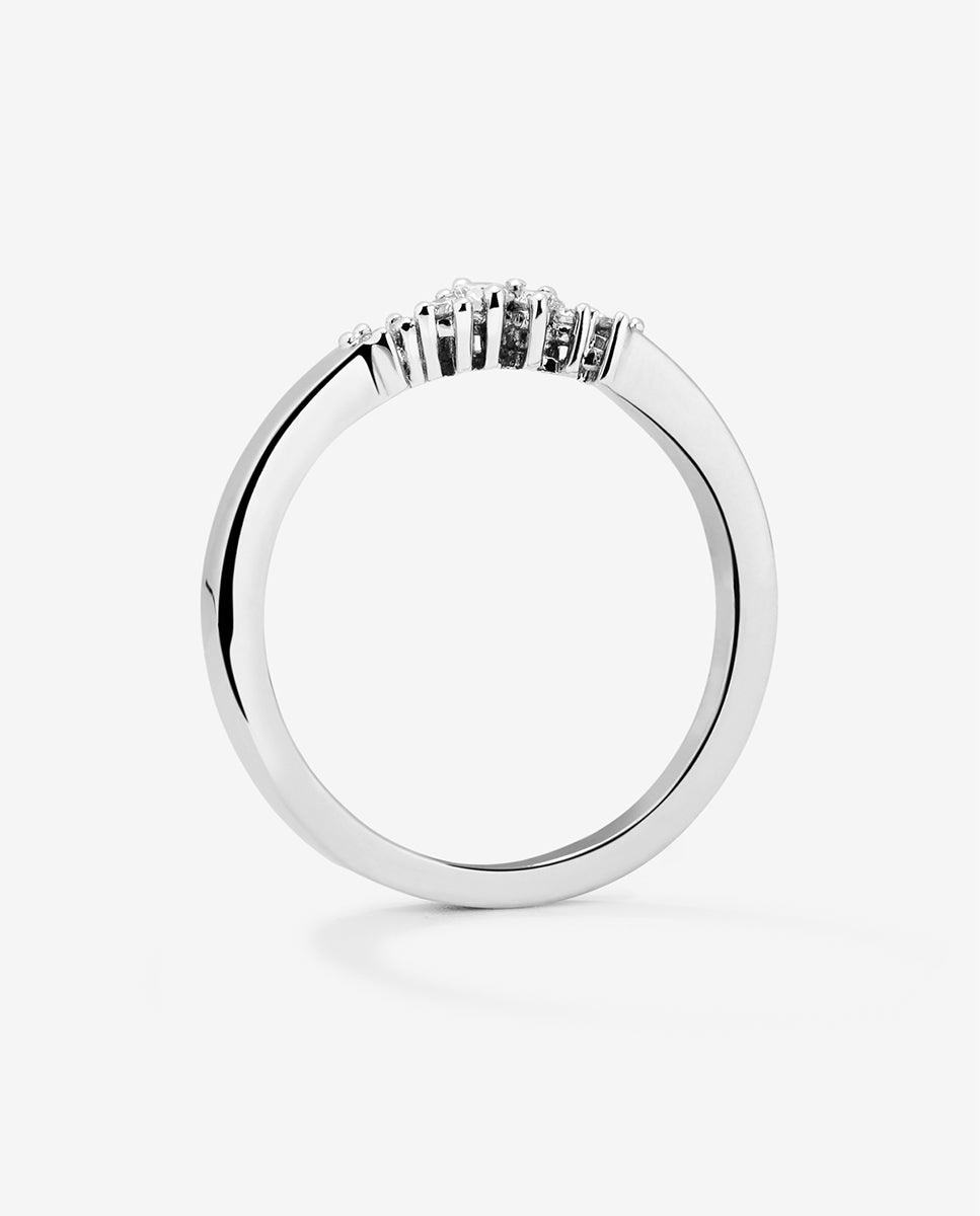 Imagen 5 de Anillo de oro blanco de 18k con 8 diamantes en talla brillante con un total de 0,1 cts - Blanco Blanco