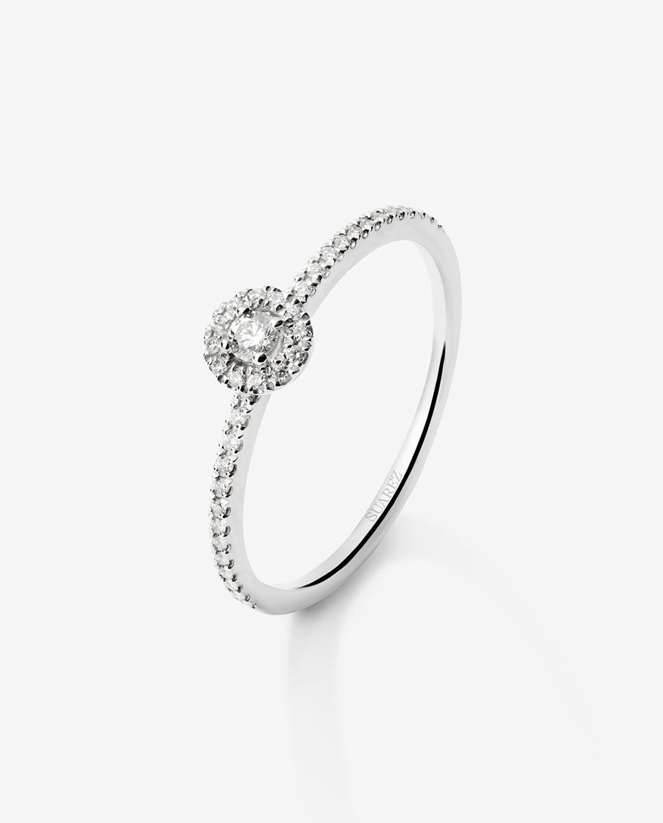 Imagen 0 de Anillo de oro blanco de 18k con 39 diamantes en talla brillante con un total de 0,16 cts Blanco