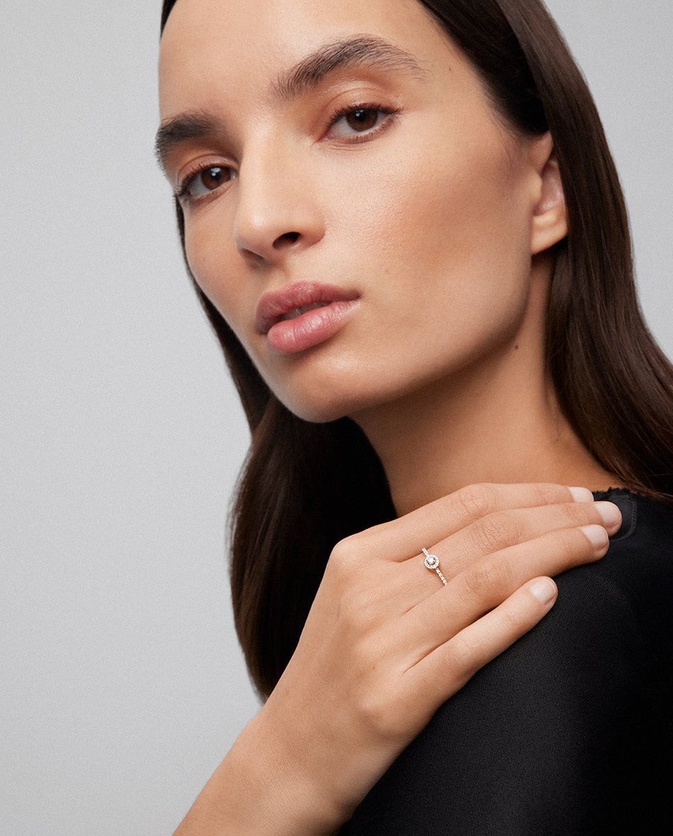 Anillo de oro de 18k con 39 diamantes en talla brillante con un total de 0,16 cts - SUAREZ - Blanco Blanco-4