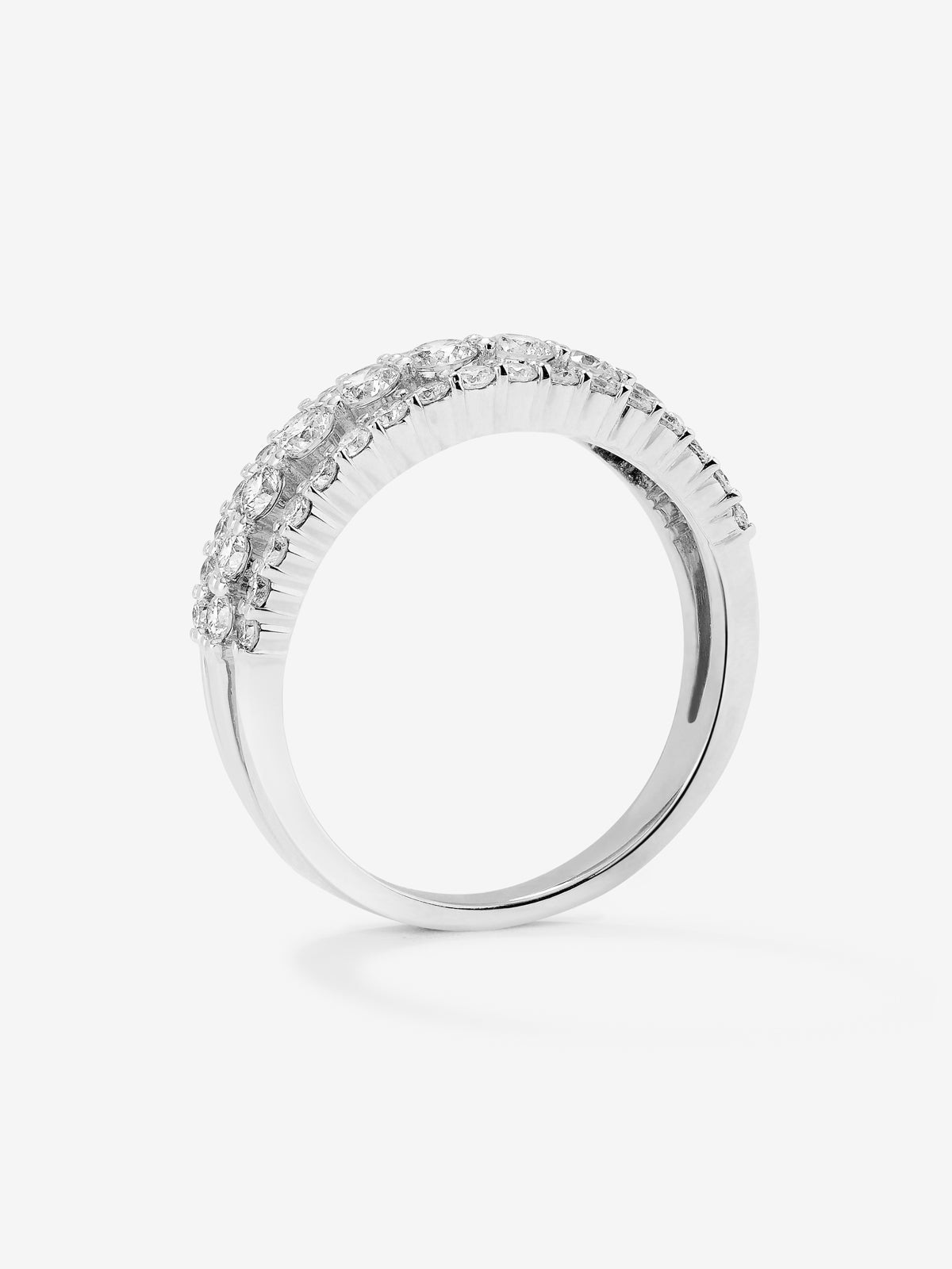 Anillo triple de oro de 18k con 45 diamantes en talla brillante con un total de 0,93 cts - SUAREZ - Blanco Blanco-5