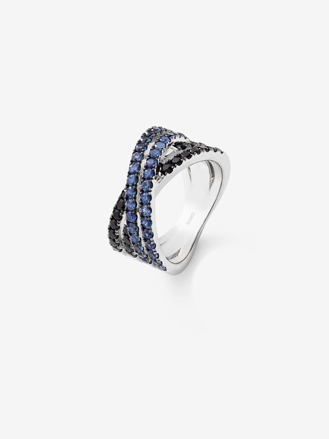 Imagen 0 de Anillo Argento de plata de con espinelas negras y zafiros azules