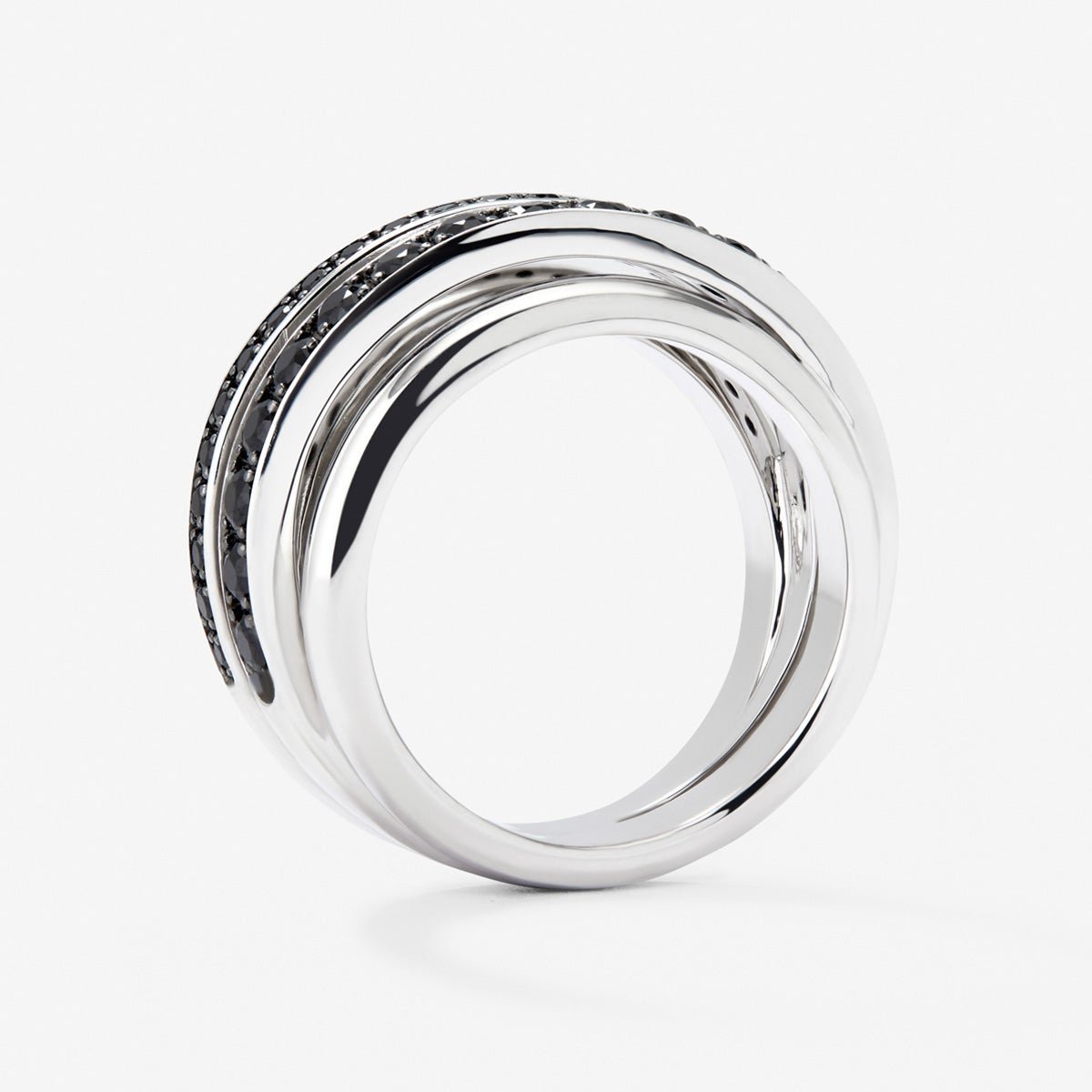 Anillo de plata 925 con pavé de espinelas negras - SUAREZ - Blanco / Negro Blanco / Negro-5