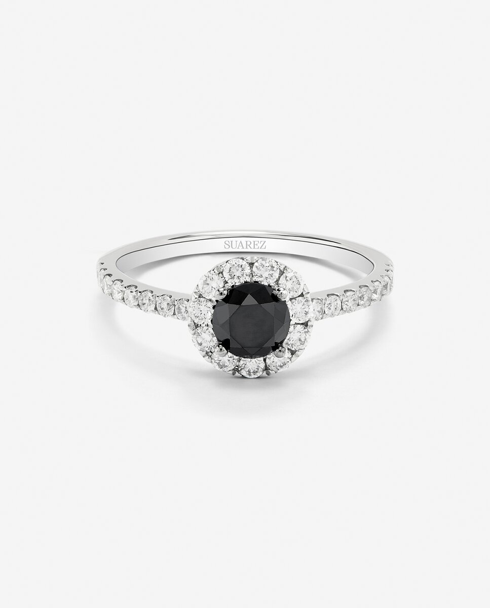 Anillo orla de oro de 18K con diamante negro y diamante blanco - SUAREZ - Negro / Blanco Negro / Blanco-3