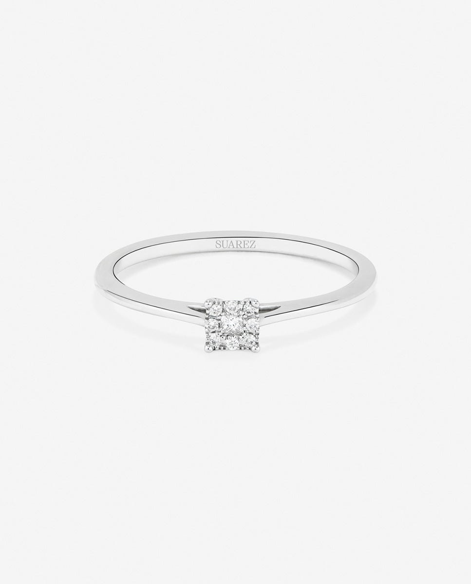 Anillo oro de 18k de diamantes en pavé - SUAREZ - Blanco Blanco-2