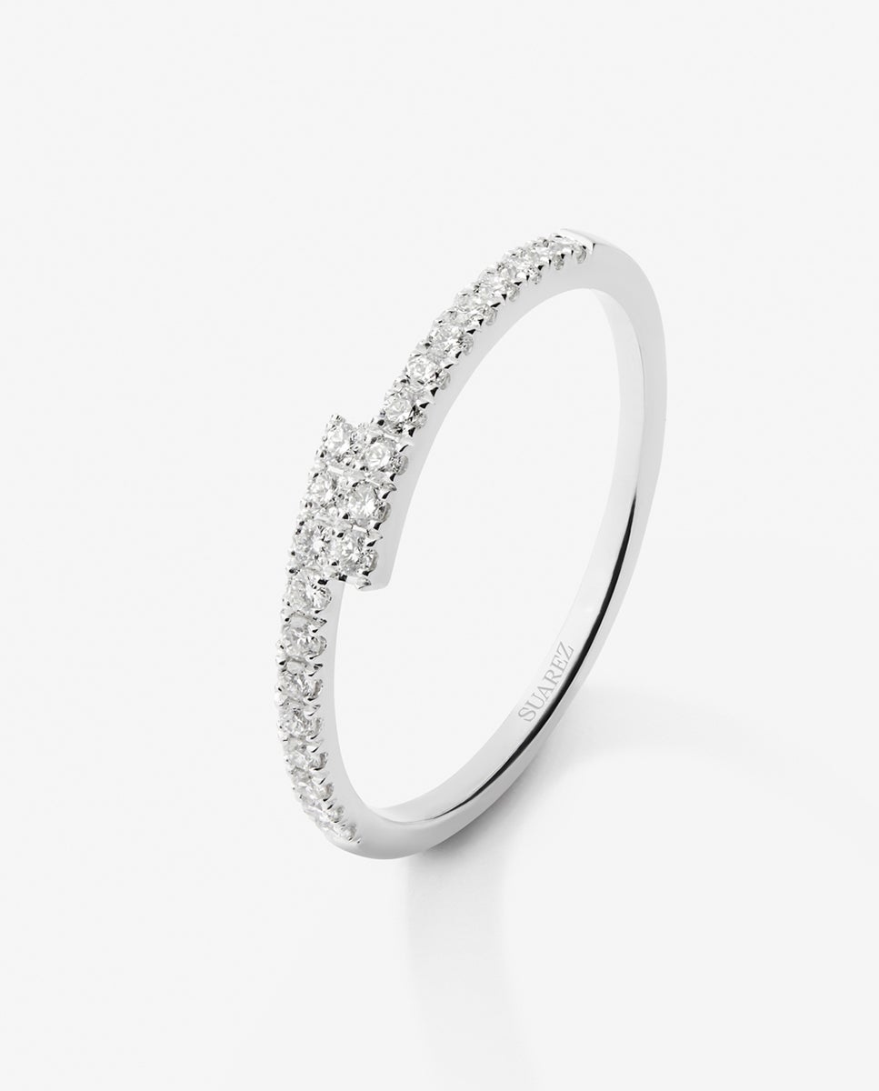 Imagen 0 de Anillo tú y yo de oro blanco 18k con 22 diamantes en talla brillante con un total de 0,18 cts Blanco