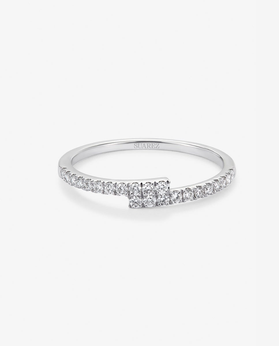 Anillo tú y yo de oro 18k con 22 diamantes en talla brillante con un total de 0,18 cts - SUAREZ - Blanco Blanco-3