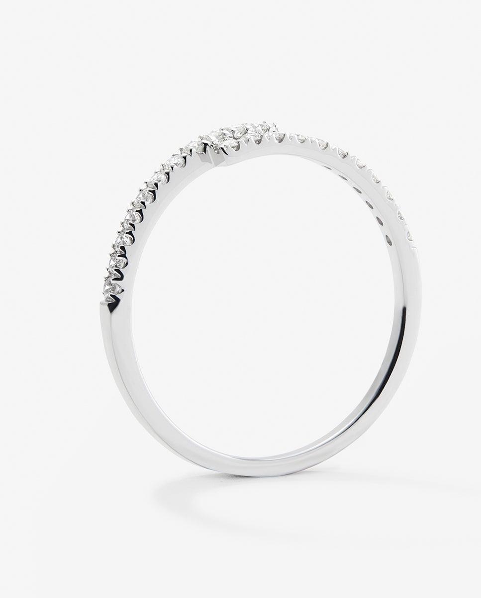 Anillo tú y yo de oro 18k con 22 diamantes en talla brillante con un total de 0,18 cts - SUAREZ - Blanco Blanco-5