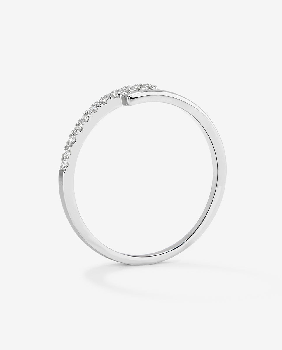Anillo tú y yo de oro de 18k con 11 diamantes en talla brillante con un total de 0,1 cts - SUAREZ - Blanco Blanco-5